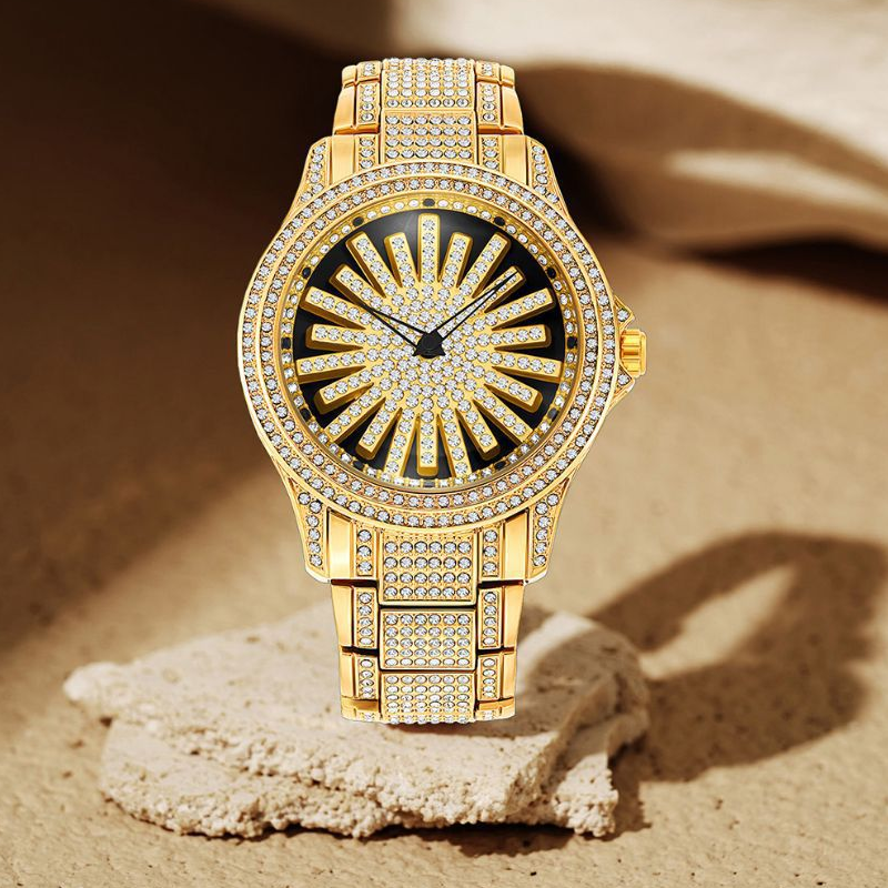 Men's Iced-Out Rotating Dial Watch