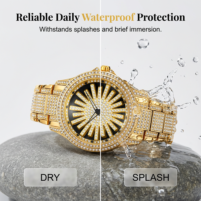 Men's Iced-Out Rotating Dial Watch