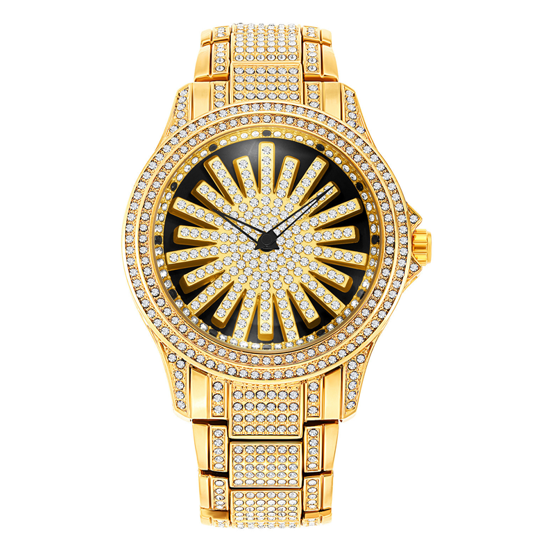 Men's Iced-Out Rotating Dial Watch